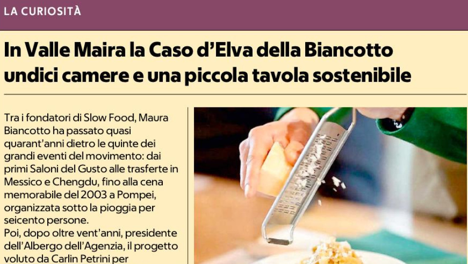 La Caso d'Elva su La Repubblica: "undici camere e una piccola tavola sostenibile" – La Caso d'Elva